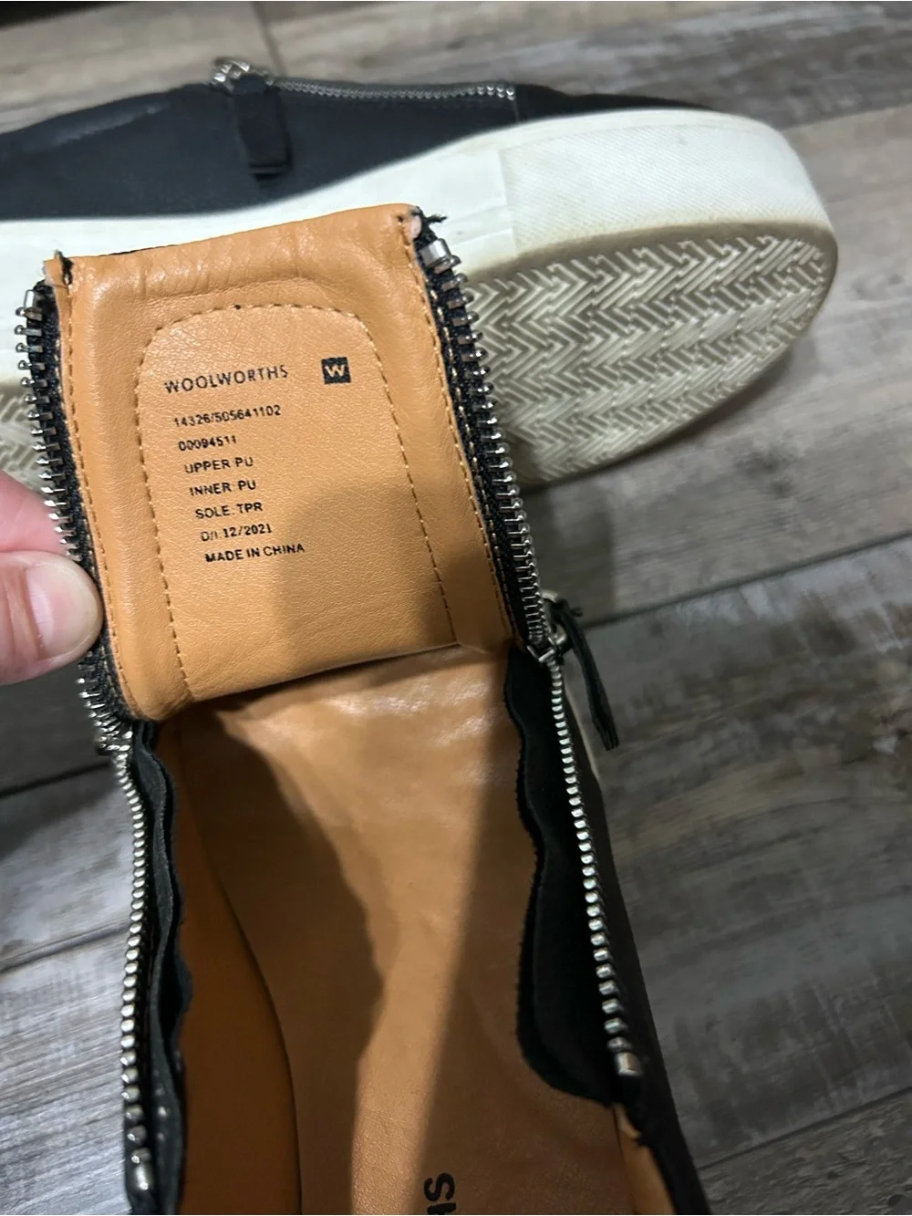 Woolworths Black Leather double Zip-Top Platform Sneakers